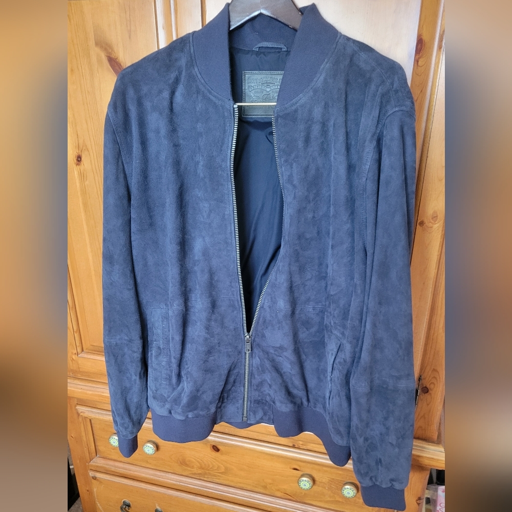 Levi's Men's Dark Navy Suede Bomber Jacket
